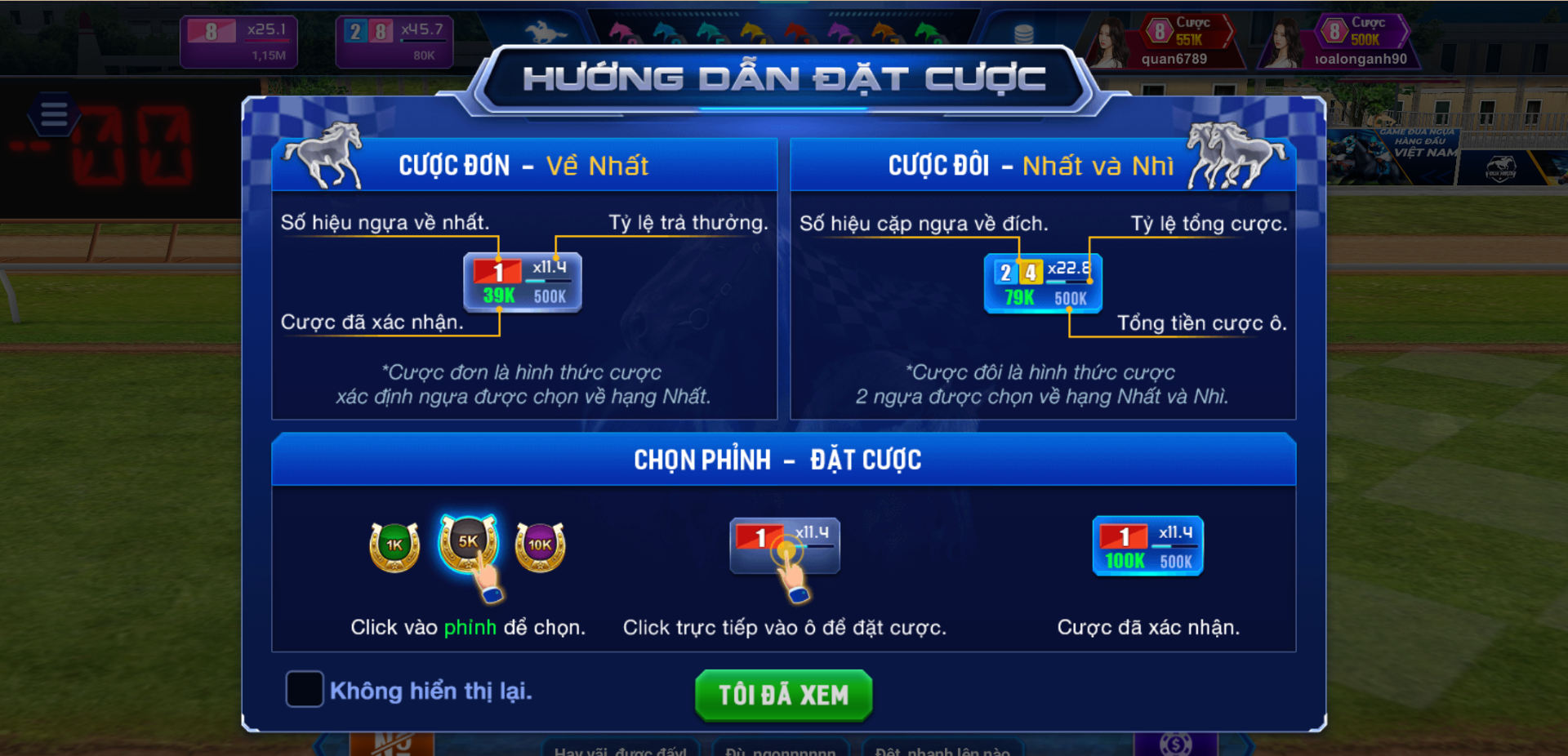 Luật game đua ngựa online