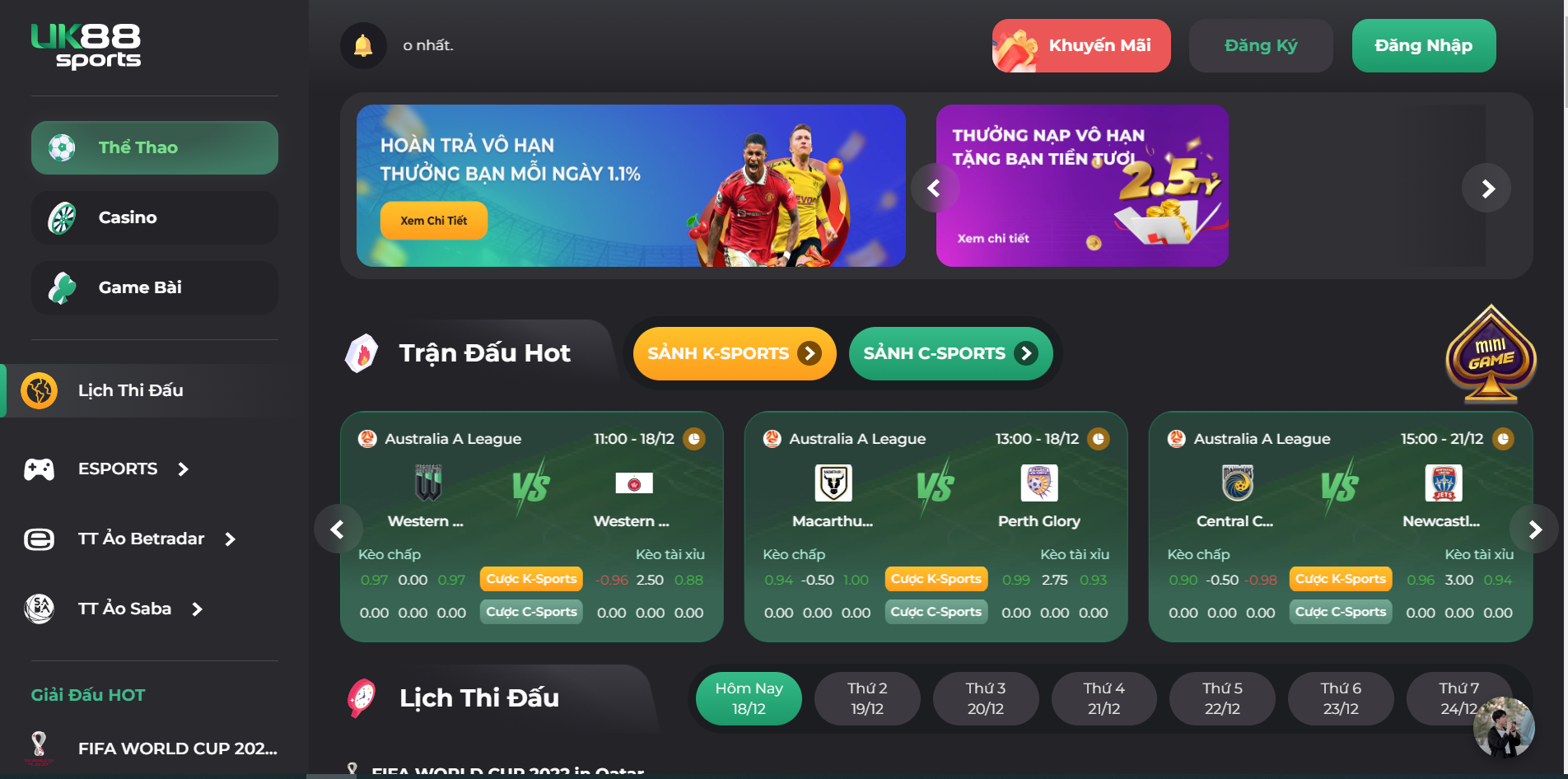 Cá cược uy tín tại nhà cái UK88