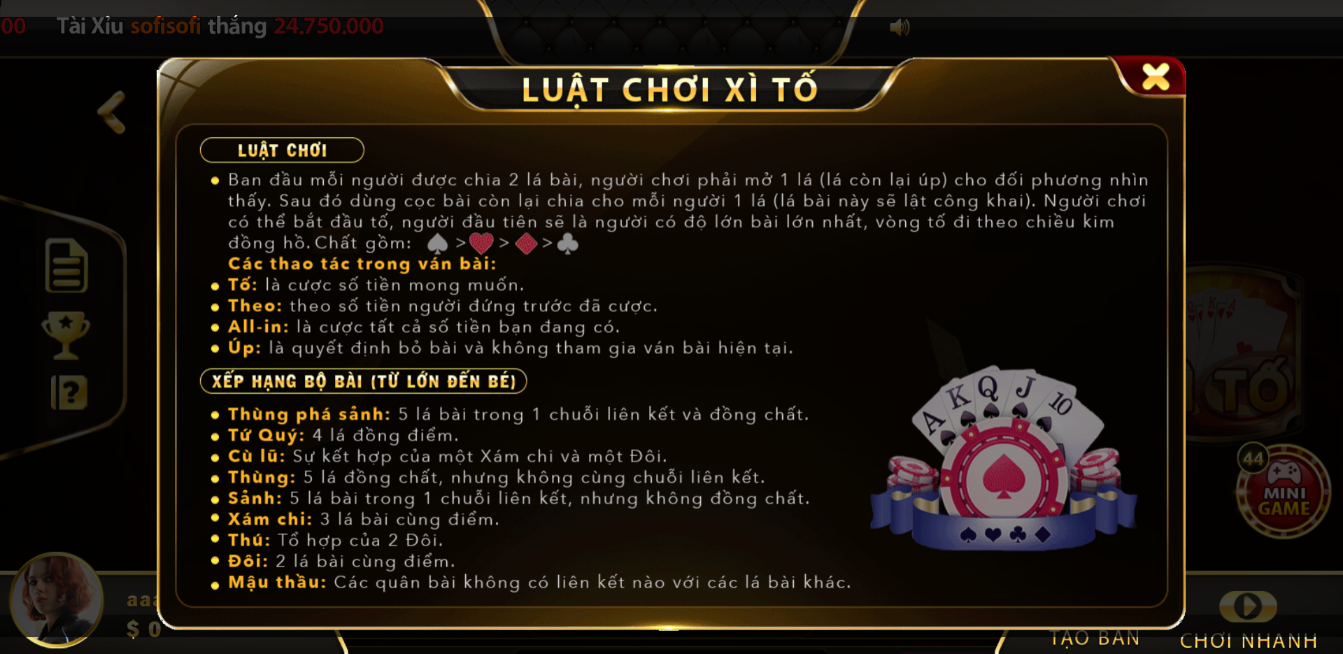 Luật chơi xì tố online tại UK88