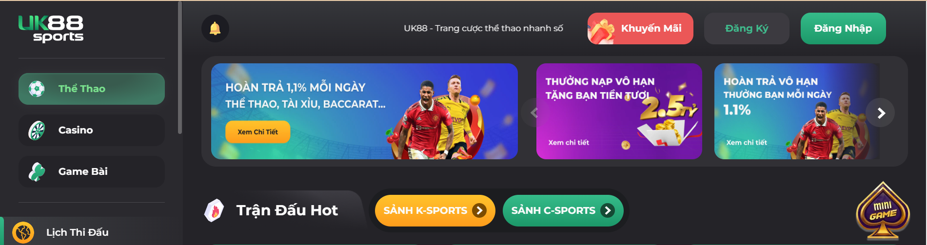 Cá cược bóng đá tại nhà cái UK88