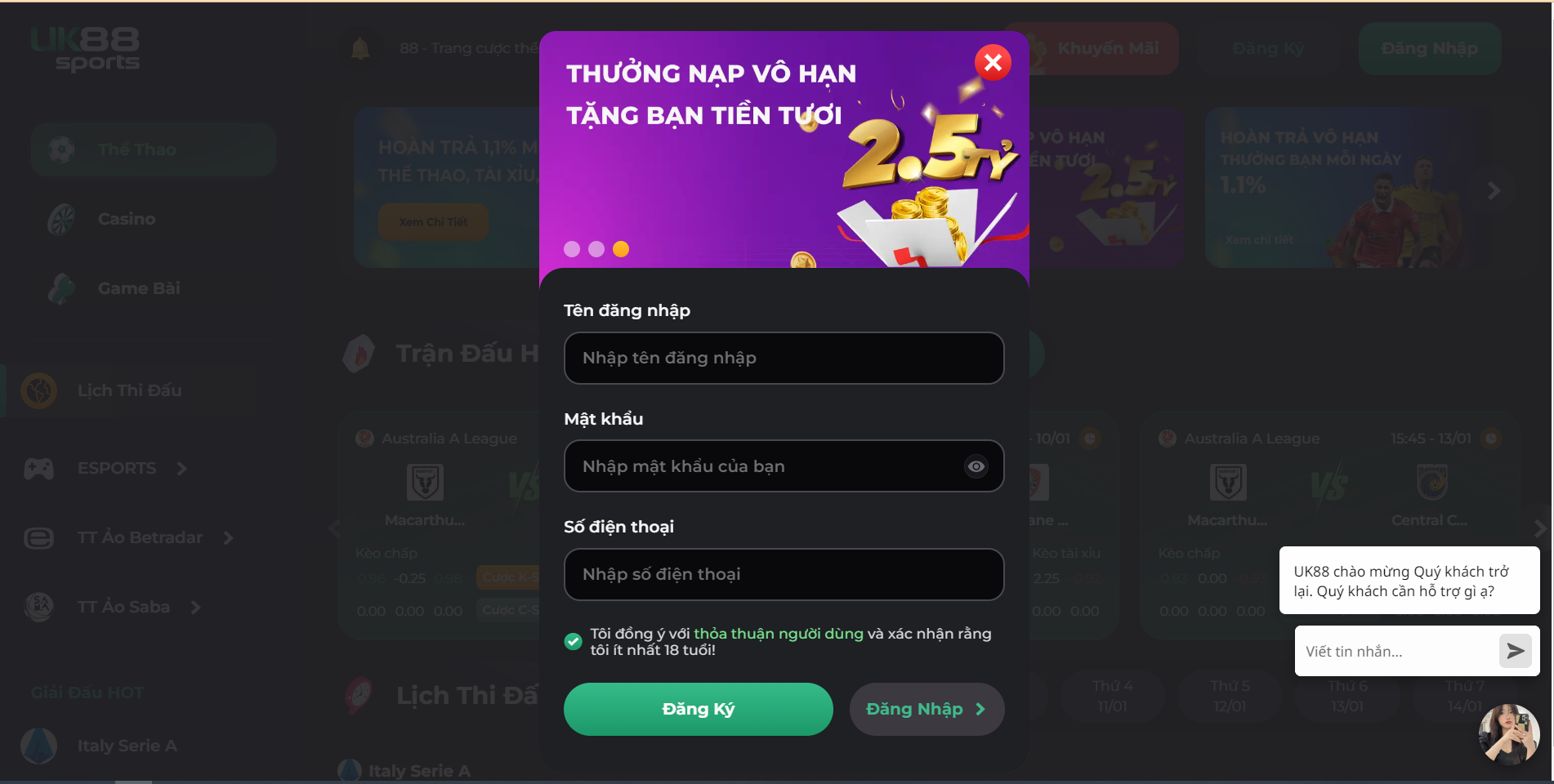 Đăng ký tham gia ngay tại nhà cái UK88bet