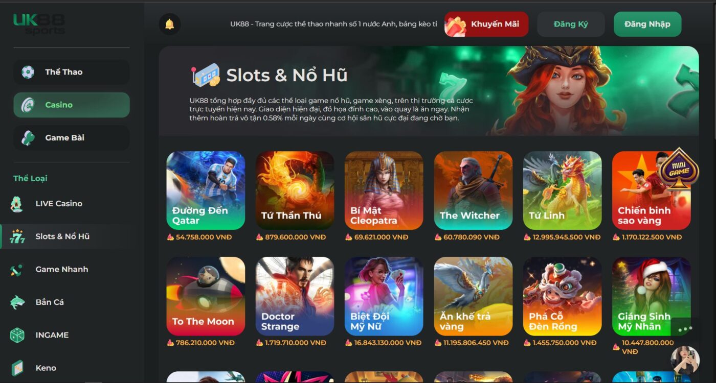 Hệ thống game nổ hũ và game bài cực hấp dẫn tại uk88